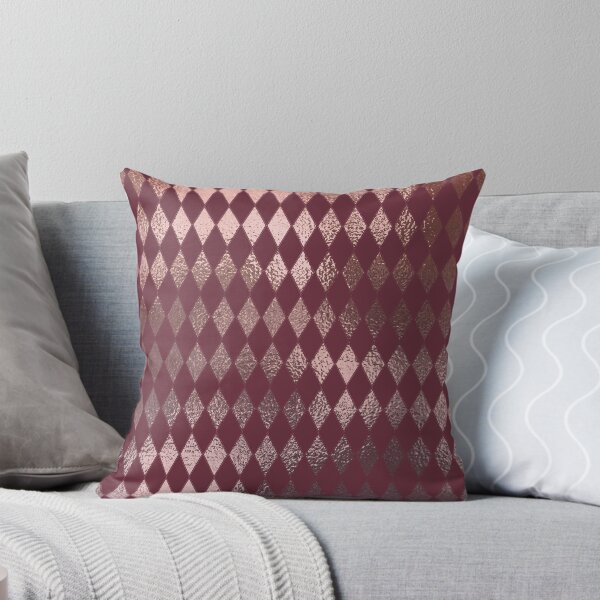 Item preview, Rose gold metallic argyle on burgundy  designed and sold by FatBirdie.