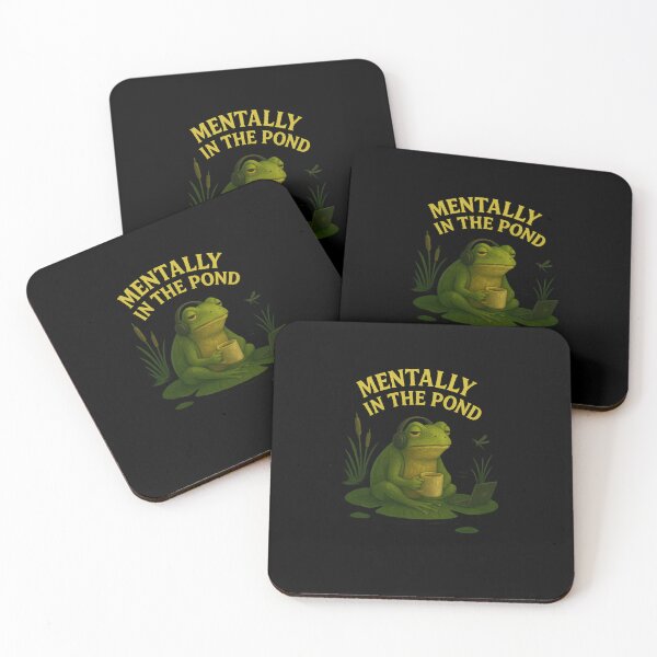 Item preview, Frog Illustration – “Mentally in the Pond” Funny Office & Work From Home Quote designed and sold by Animal Puns.
