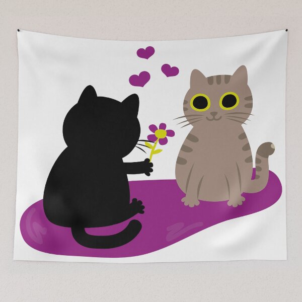 Item preview, Cat Love - Purple Flower as a Gift designed and sold by fishdesigns.