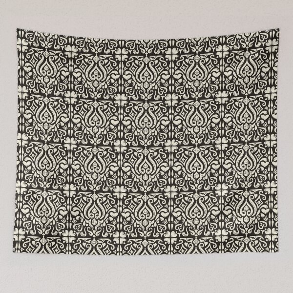 Item preview, Ornate Black and Cream Damask Pattern designed and sold by BibidibuDesigns.
