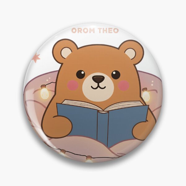 Item preview, Cute bear reading a book surrounded by fairy lights on a cozy blanket in a night sky setting designed and sold by SpaceartLilu.