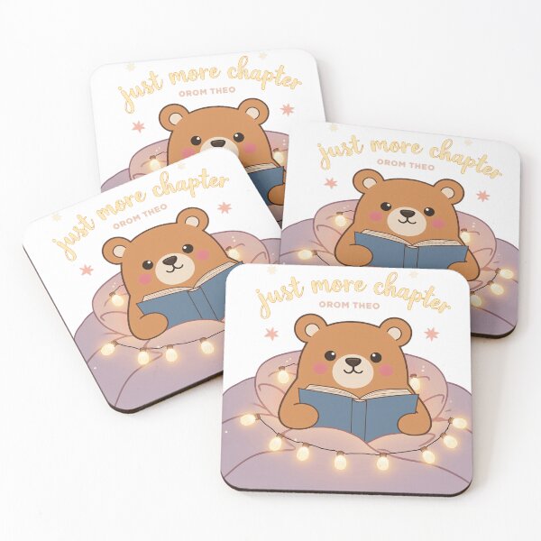 Item preview, Cute bear reading a book surrounded by fairy lights on a cozy blanket in a night sky setting designed and sold by SpaceartLilu.