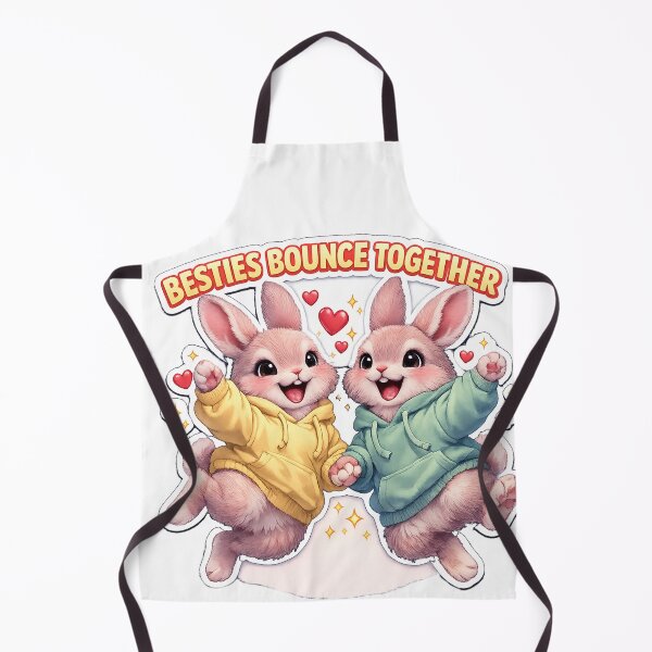 Item preview, Besties Bounce Together: Joyful Anthropomorphic Bunny Friends Sticker designed and sold by ARTCREATESHOP.