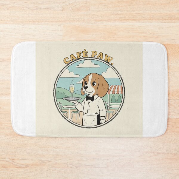 Item preview, Retro Cafe Paw Dog Waiter Vintage Bistro Illustration designed and sold by VisualRotaStudio .