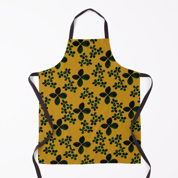 Item preview, Mustard Seed Hydrangeas - Dark flowers on an orange-yellow background designed and sold by Lynne Goodman Design.