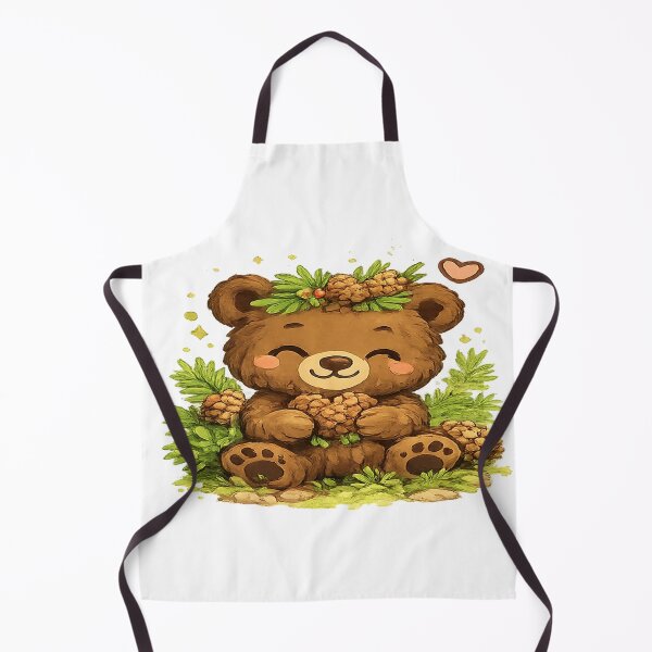 Item preview, Cute Bear Holding Pinecones – Adorable Woodland Animal Art designed and sold by StyleLap.