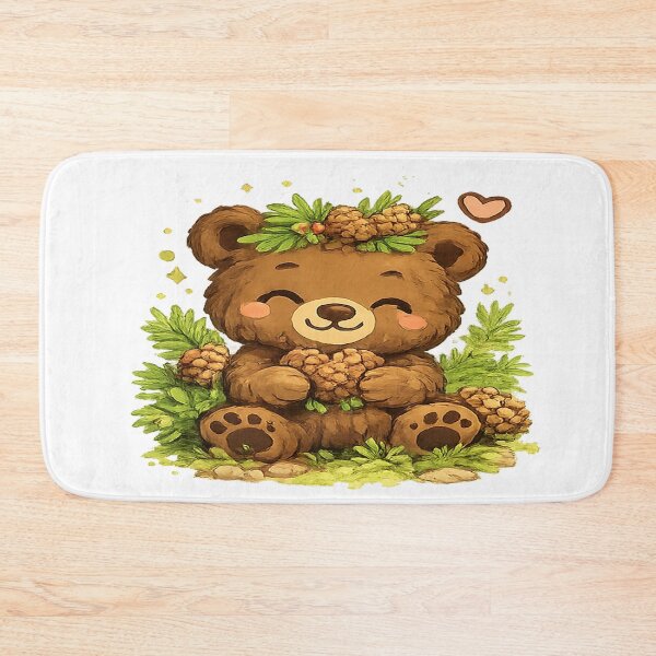 Item preview, Cute Bear Holding Pinecones – Adorable Woodland Animal Art designed and sold by StyleLap.