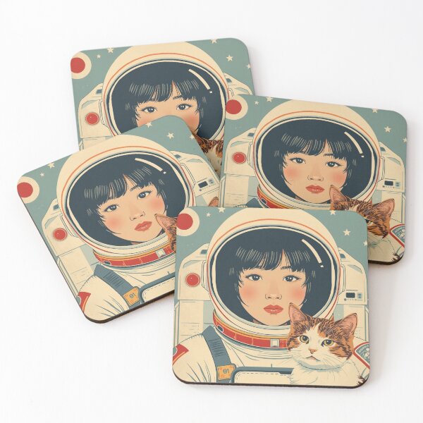 Item preview, Vintage Astronaut Girl with Cute Cat Japan designed and sold by Vintage City.