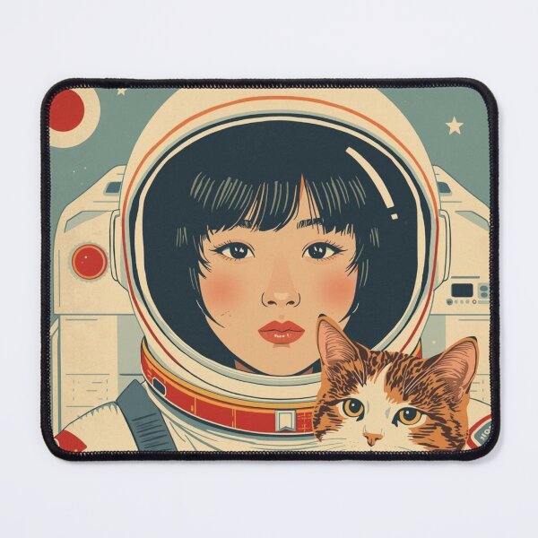 Item preview, Vintage Astronaut Girl with Cute Cat Japan designed and sold by Vintage City.