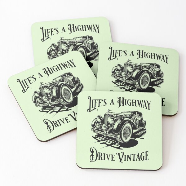 Item preview, Life's a Highway, Drive Vintage Classic Cars designed and sold by Sachie's Studio.