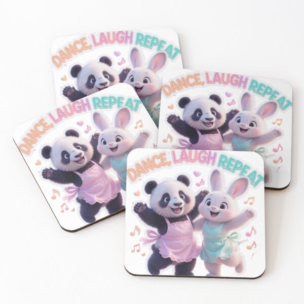 Item preview, Dance Laugh Repeat: Joyful Panda and Bunny Besties Sticker designed and sold by ARTCREATESHOP.