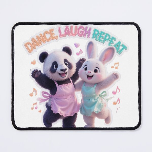 Item preview, Pegatina "Baila, ríe y repite": Panda y conejito alegres, mejores amigos designed and sold by ARTCREATESHOP.