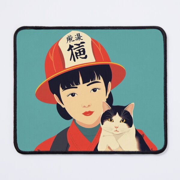 Item preview, Vintage female firefighter with cat designed and sold by Vintage City.