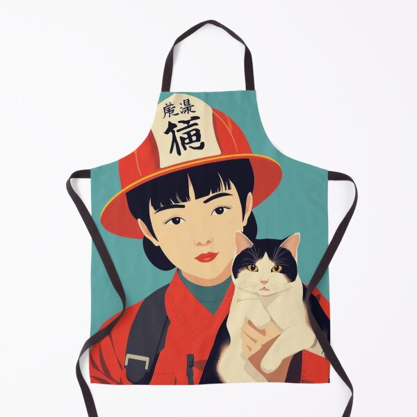 Item preview, Vintage female firefighter with cat designed and sold by Vintage City.