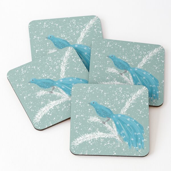 Item preview, Turquoise Bird in Snow designed and sold by Lynne Goodman Design.