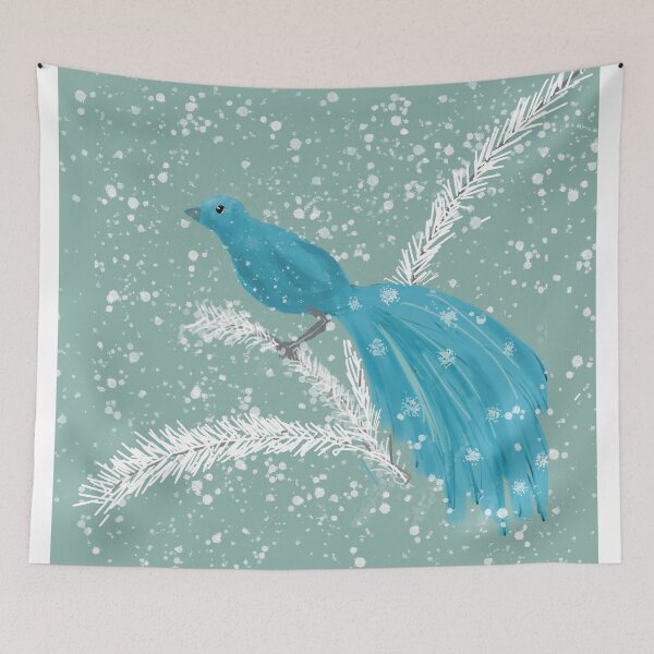 Item preview, Turquoise Bird in Snow designed and sold by Lynne Goodman Design.