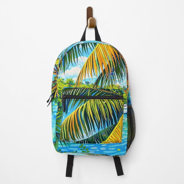 Item preview, Paradise Found. Yatch in ocean bay with coconut palm tree designed and sold by Sunny Creations.