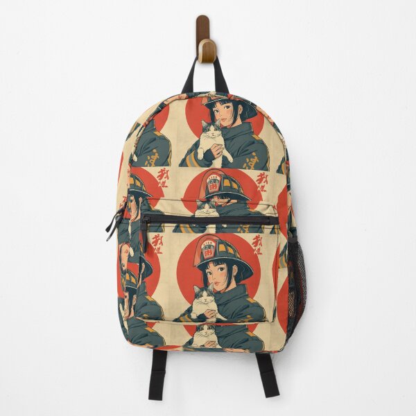 Item preview, Vintage anime female firefighter with cat, Japan designed and sold by Vintage City.