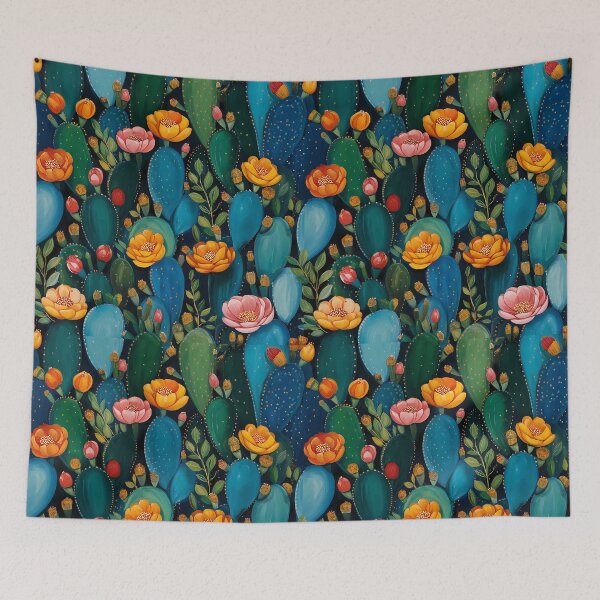 Item preview, Prickly Pear Cactus Flowers Pattern designed and sold by ConcienciaEco.