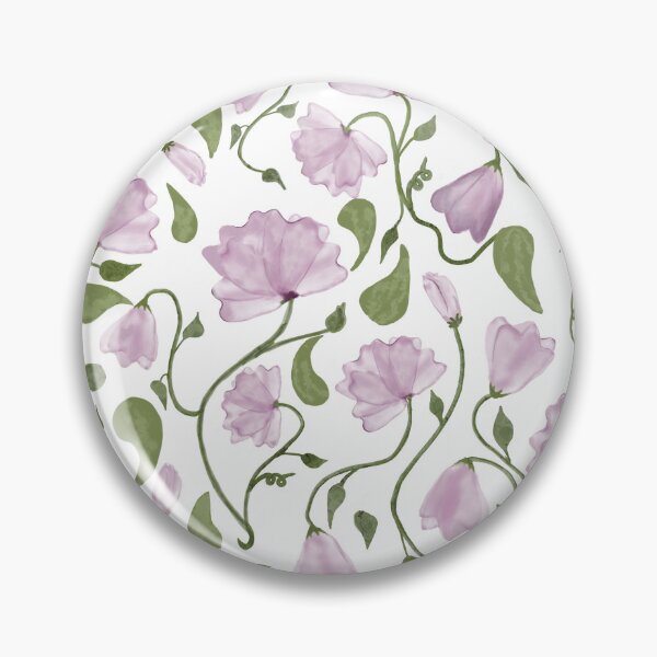 Item preview, Pink Sweet Pea blossoms and leaves on white background designed and sold by Lynne Goodman Design.