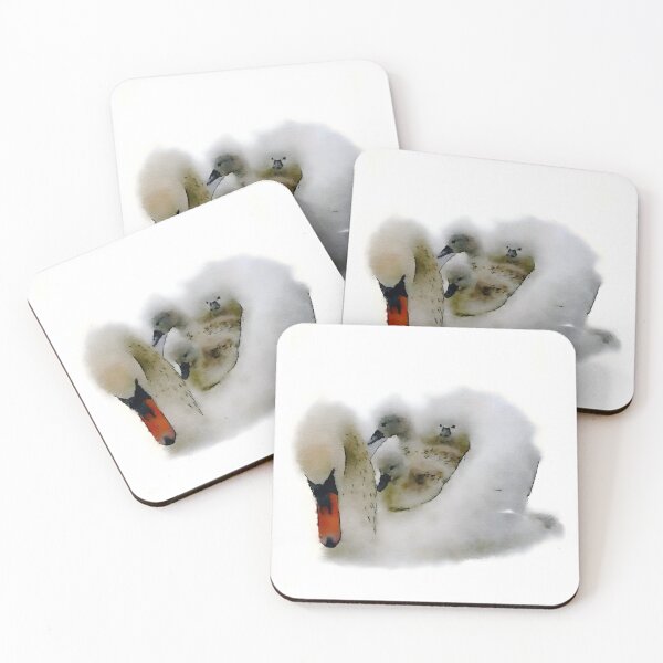 Item preview, Family of swans watercolor and ink designed and sold by coolkatia.
