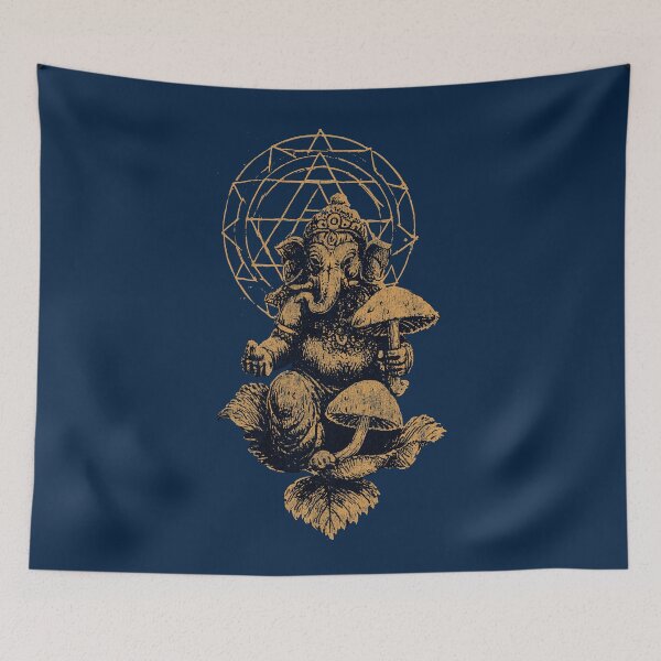 Item preview, Psychedelic Ganesha Sacred Geometry Art – Trippy Hindu God Mushroom Meditation Illustration designed and sold by Mystikos Art.
