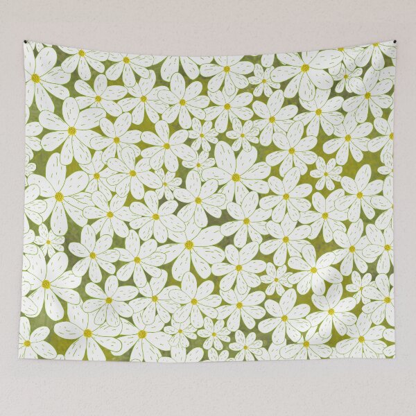 Item preview, Daisy Patch - Loads of white daisies, green background designed and sold by Lynne Goodman Design.