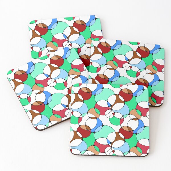 Item preview, Neurographic Joy Abstract Overlapping Shapes Brown Mint Red Blue designed and sold by thecolorbirdie.