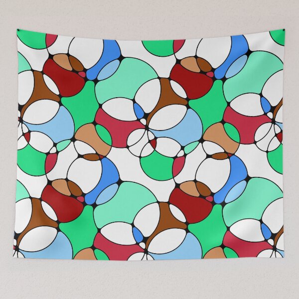 Item preview, Neurographic Joy Abstract Overlapping Shapes Brown Mint Red Blue designed and sold by thecolorbirdie.