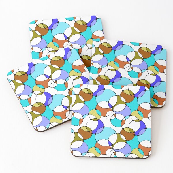 Item preview, Neurographic Joy Abstract Overlapping Shapes Blue Brown Olive Avocado Green  designed and sold by thecolorbirdie.