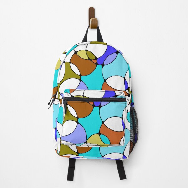 Item preview, Neurographic Joy Abstract Overlapping Shapes Blue Brown Olive Avocado Green  designed and sold by thecolorbirdie.
