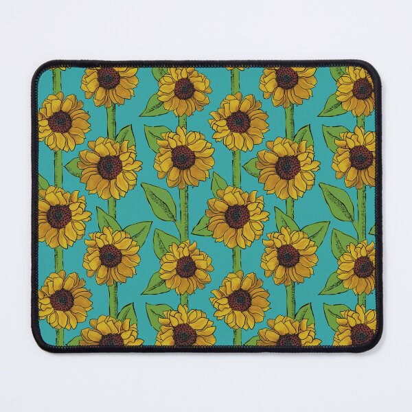Item preview, Yellow sunflowers on bright blue designed and sold by MarySchwindt.