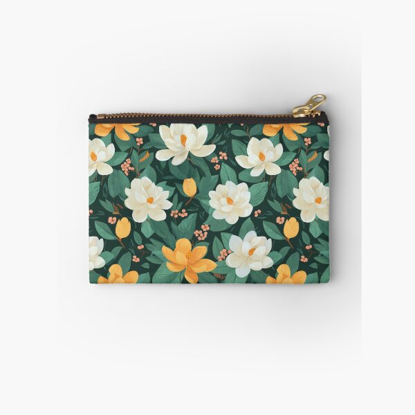 Artikelvorschau, Weiße und Orange Magnolie Blumen Muster entworfen und verkauft von ConcienciaEco.