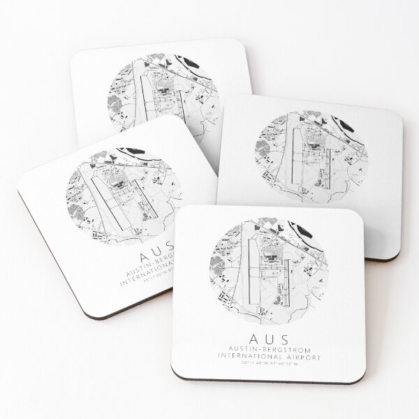 Item preview, KAUS Austin-Bergstrom International Airport B&W Airport Art designed and sold by RealPilotDesign.