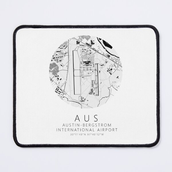 Item preview, KAUS Austin-Bergstrom International Airport B&W Airport Art designed and sold by RealPilotDesign.