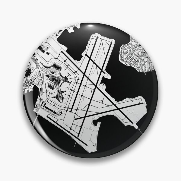 Item preview, KBOS Boston Logan International Airport B&W Airport Art designed and sold by RealPilotDesign.