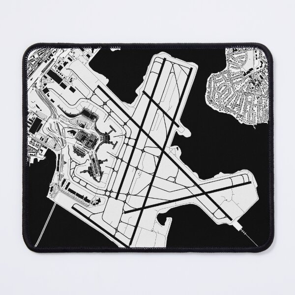 Item preview, KBOS Boston Logan International Airport B&W Airport Art designed and sold by RealPilotDesign.