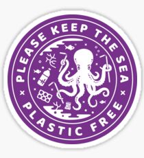 Bitte halten Sie das Meer frei. Tintenfisch. Sticker