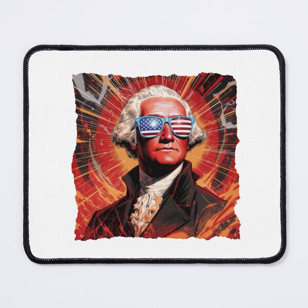 Item preview, George Washington Action Shirt Patriotic Comic Hero Parody Tee Founding Father Vintage Poster Style American History Mashup T‑Shirt designed and sold by The Bizarre Archive.
