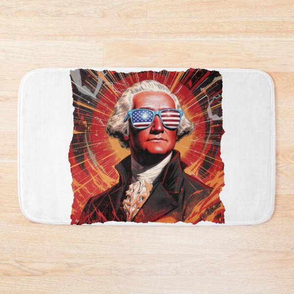 Item preview, George Washington Action Shirt Patriotic Comic Hero Parody Tee Founding Father Vintage Poster Style American History Mashup T‑Shirt designed and sold by The Bizarre Archive.