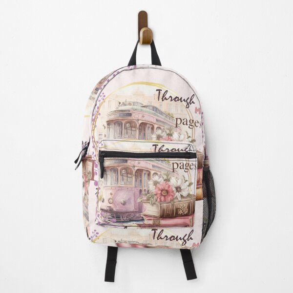 Item preview, Vintage Pink Tram & Floral Books - Traveling Through Pages designed and sold by HellenicBloom.