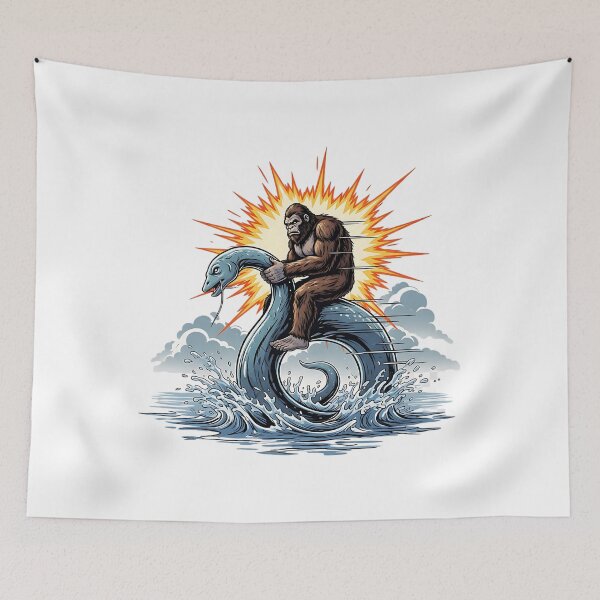 Item preview, Bigfoot Loch Ness Monster Shirt Cryptid Adventure Tee Comic Style Creature Mashup Weirdcore Mythical Beast Paranormal Humor T‑Shirt designed and sold by The Bizarre Archive.