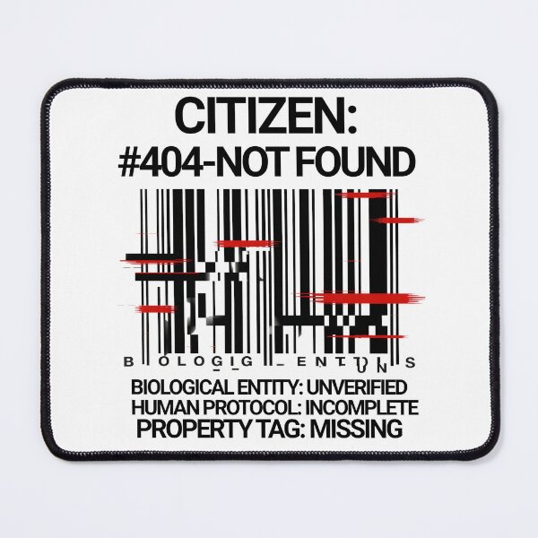 Item preview, Citizen Not Found Shirt Dystopian Error Message Tee Glitchcore Digital Identity Parody Weirdcore Tech Humor Comic Style Graphic T‑Shirt designed and sold by The Bizarre Archive.