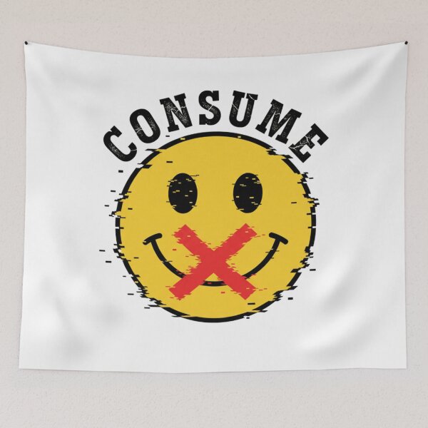 Item preview, Consume Smiley Face Shirt Dystopian Parody Tee Weirdcore Surveillance Humor Retro Propaganda Comic Style Obey Graphic T‑Shirt designed and sold by The Bizarre Archive.