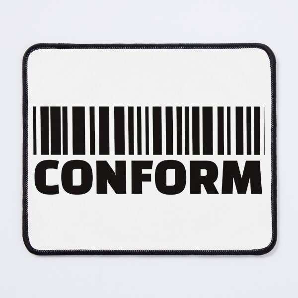 Item preview, Conform Barcode Shirt Dystopian Surveillance Parody Tee Anti Conformity Comic Style Warning Graphic Weirdcore Social Commentary T‑Shirt designed and sold by The Bizarre Archive.