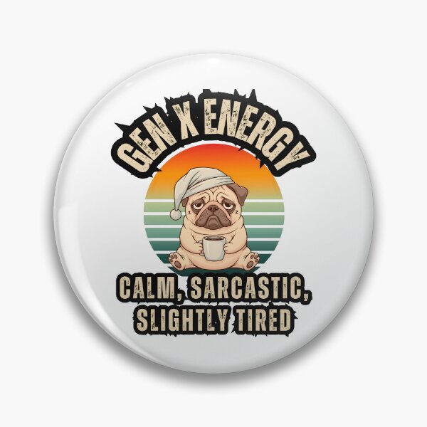 Item preview, Funny Gen X Energy Graphic: Tired Pug with Coffee Retro Sunset Design designed and sold by VibranPalette.