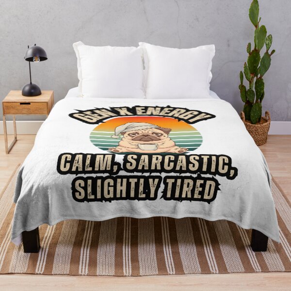 Item preview, Funny Gen X Energy Graphic: Tired Pug with Coffee Retro Sunset Design designed and sold by VibranPalette.