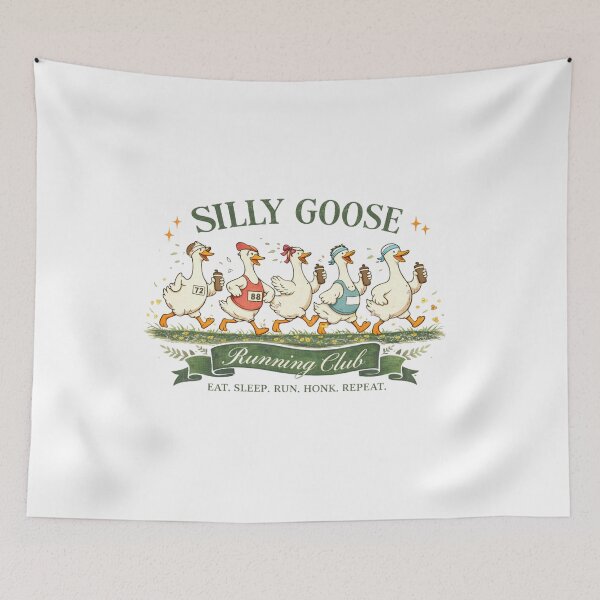 Item preview, Silly Goose Running Club – Colorful Fun Runner Geese Illustration designed and sold by smilup.