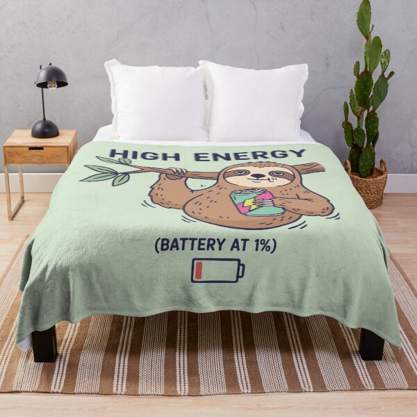 Item preview, Funny Sloth High Energy Battery at 1% designed and sold by CamaleonDesigns.