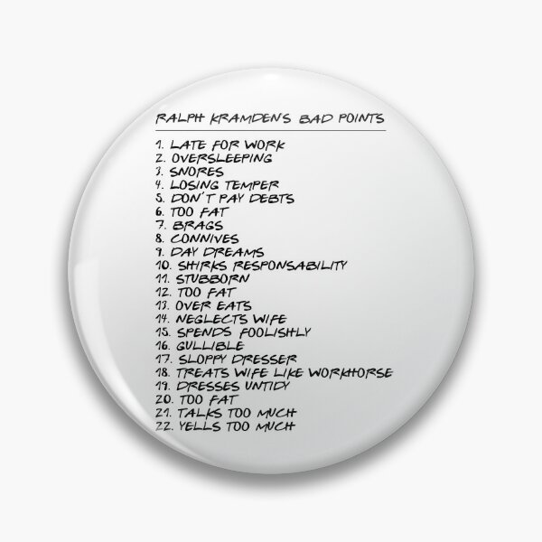 Item preview, Ralph Kramden's Bad Points designed and sold by Normbot2000.